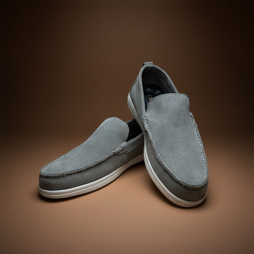 Shadow Light Gray - Slip-On Loafer Suede leather Shoes