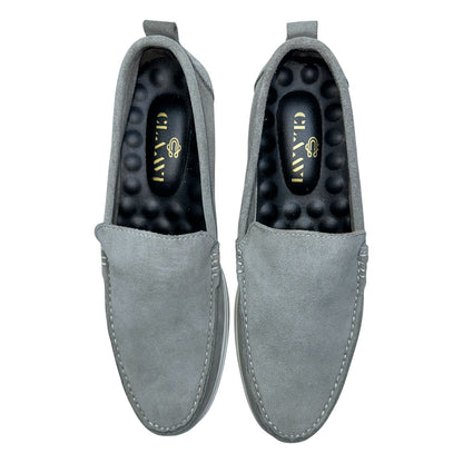 Shadow Light Gray - Slip-On Loafer Suede leather Shoes