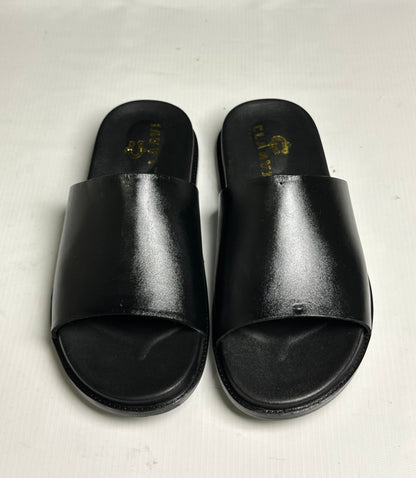 Men's Classic Black Smooth Leather Single-Strap Slide Chapal — Claavi Luxury Collection