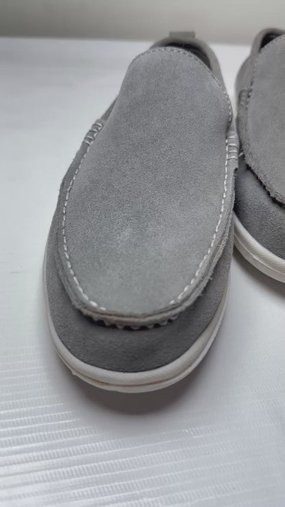 Shadow Light Gray - Slip-On Loafer Suede leather Shoes